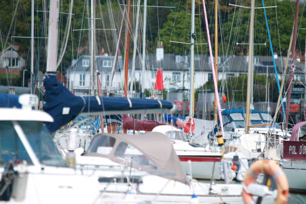 Boats on sunny day in Lymington harbour