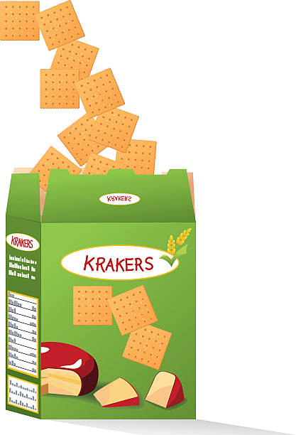 ilustrações de stock, clip art, desenhos animados e ícones de caixa de queijo bolachas salgadas (crackers - cracker