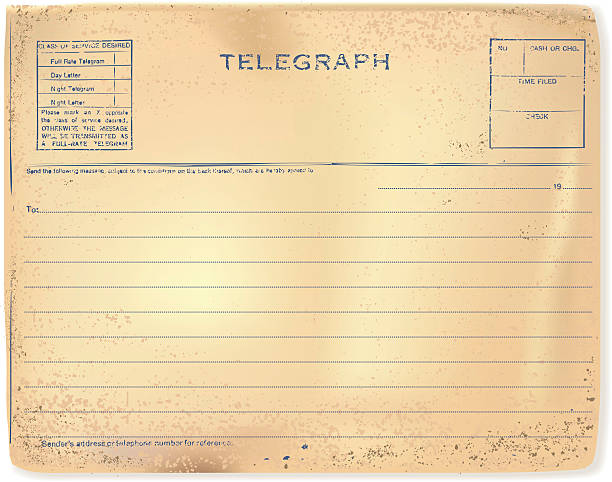 Worn and Tattered Vintage Antique Telegram on Parchment Grunge Paper vector art illustration