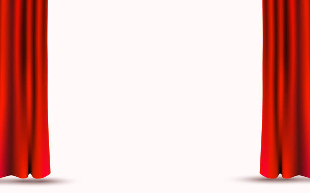 istock Red velvet curtains isolated on white background. Show stage concept. 1150467183