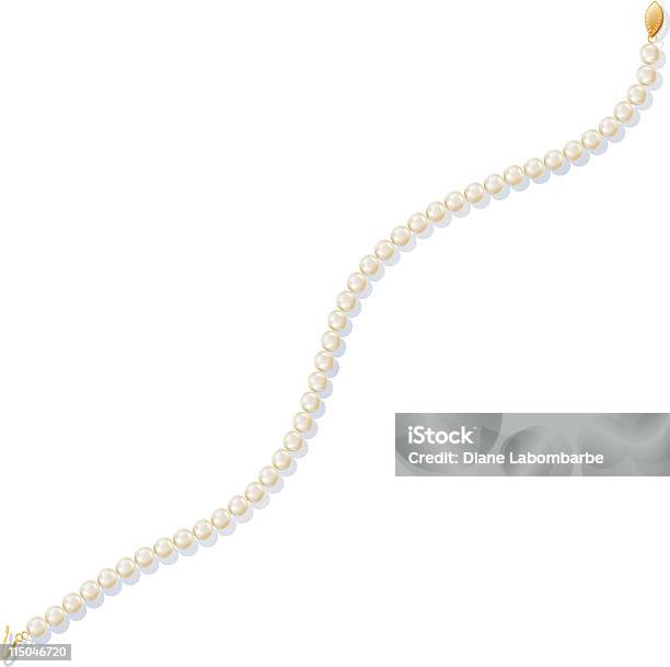 Perlenhalskette Mit Goldener Schnalle Stock Vektor Art und mehr Bilder von Perle - Perle, Schmuckperle, Schnur