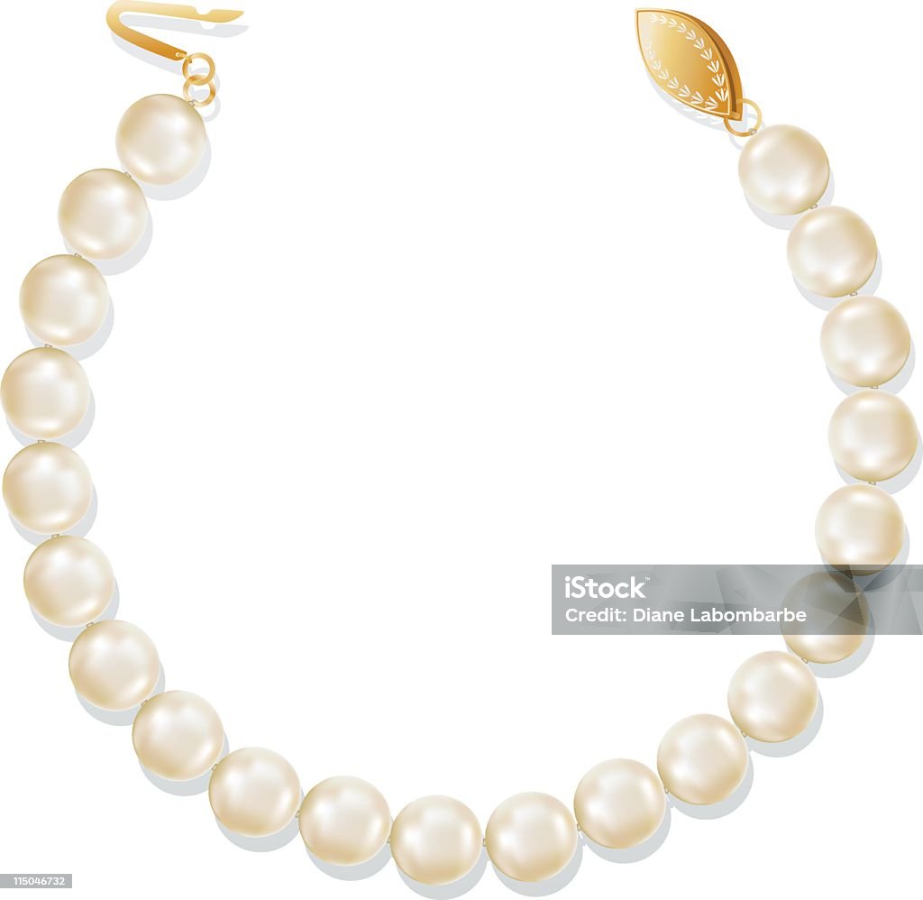 Filo di perle antico Collana con fermaglio oro su bianco - arte vettoriale royalty-free di Vettoriale