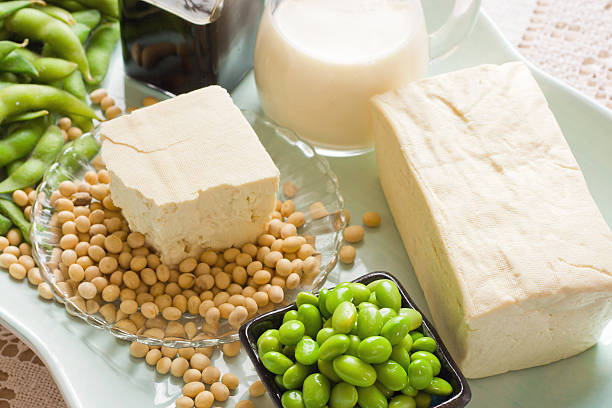 Soja alimentos e bebidas produtos fotografia com alguns elementos - fotografia de stock