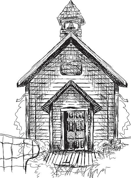 Old Schoolhouse Sketch Old Schoolhouse Sketch schoolhouse stock illustrations