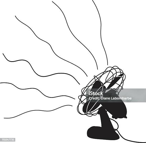 Retro Fan Blowing Stock Illustration - Download Image Now - Electric Fan, Black Color, Line Art