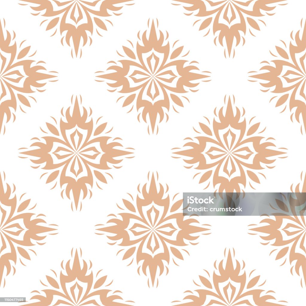 Beige Background With Pattern Beige Floral Seamless Pattern On White Background Stock Illustration ...