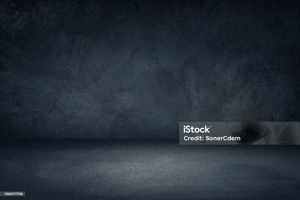 Oscuro negro y azul fondo de pared Grungy para la exhibición o montaje del producto - Foto de stock de Fondos libre de derechos