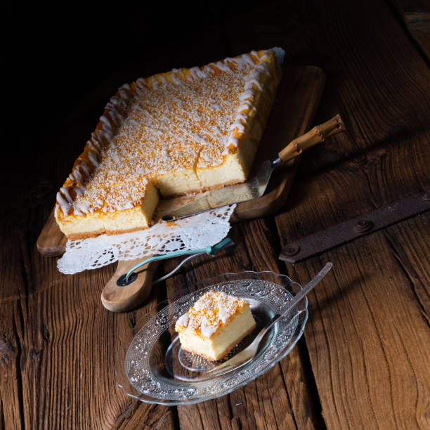 istock juicy cheesecake from tin with crumbles 1150478449