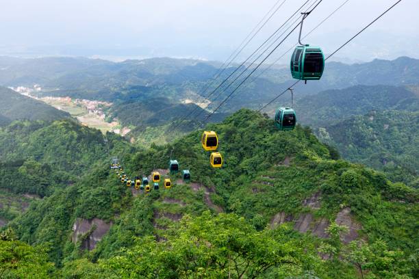 istock Cableway sightseeing cable car over the danxia landform 1150481162
