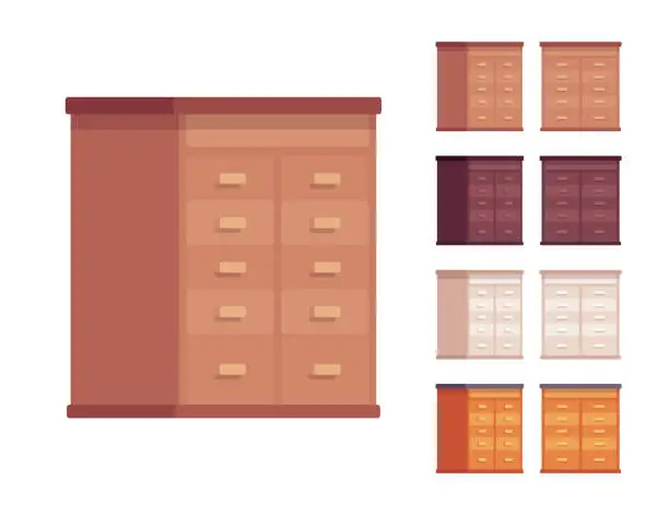 Vector illustration of Drawer wooden set