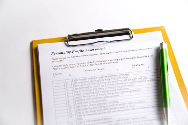 Personality test Personality test or assessment form as part of job interview screening process. An employment or hiring concept personality test stock pictures, royalty-free photos & images
