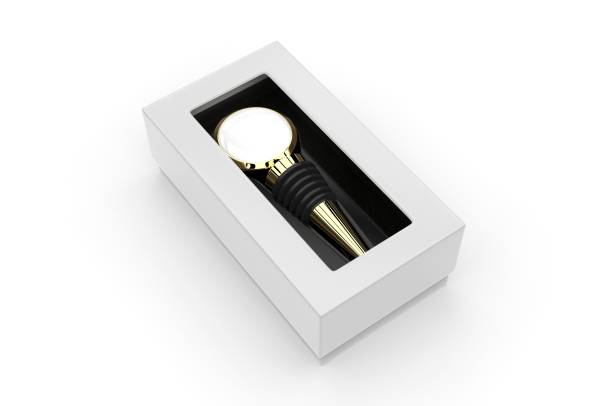 istock Blank Flat Top Wine Bottle Stopper with Hard Paper window Box Packaging For Branding And Mock Up. 3d Render Illustration. 1150482503