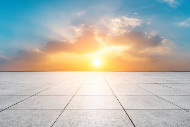 istock Empty square floor and beautiful sky at sunrise 1150484184