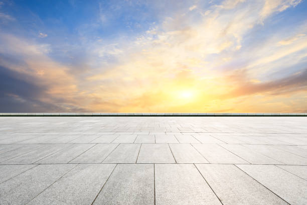 istock Empty square floor and beautiful sky at sunrise 1150484186