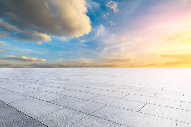 istock Empty square floor and beautiful sky at sunrise 1150484217