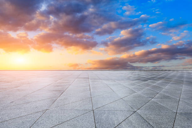 istock Empty square floor and beautiful sky at sunrise 1150484287