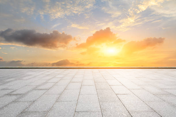istock Empty square floor and beautiful sky at sunrise 1150484470