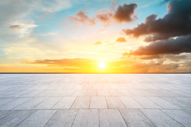 istock Empty square floor and beautiful sky at sunrise 1150484547