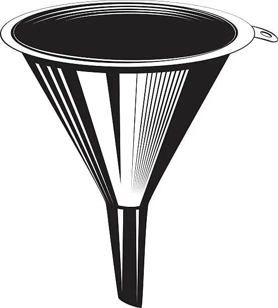 Vector illustration of Black Line Art Kitchen Funnel Clipart Vector Illustration On White