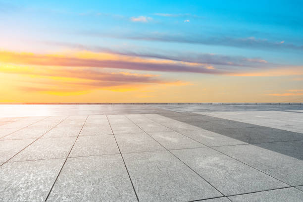 istock Empty square floor and beautiful sky at sunrise 1150485152