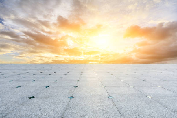 istock Empty square floor and beautiful sky at sunrise 1150485390