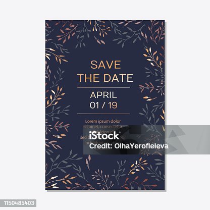 istock Copper elegant floral invite set modern card 1150485403