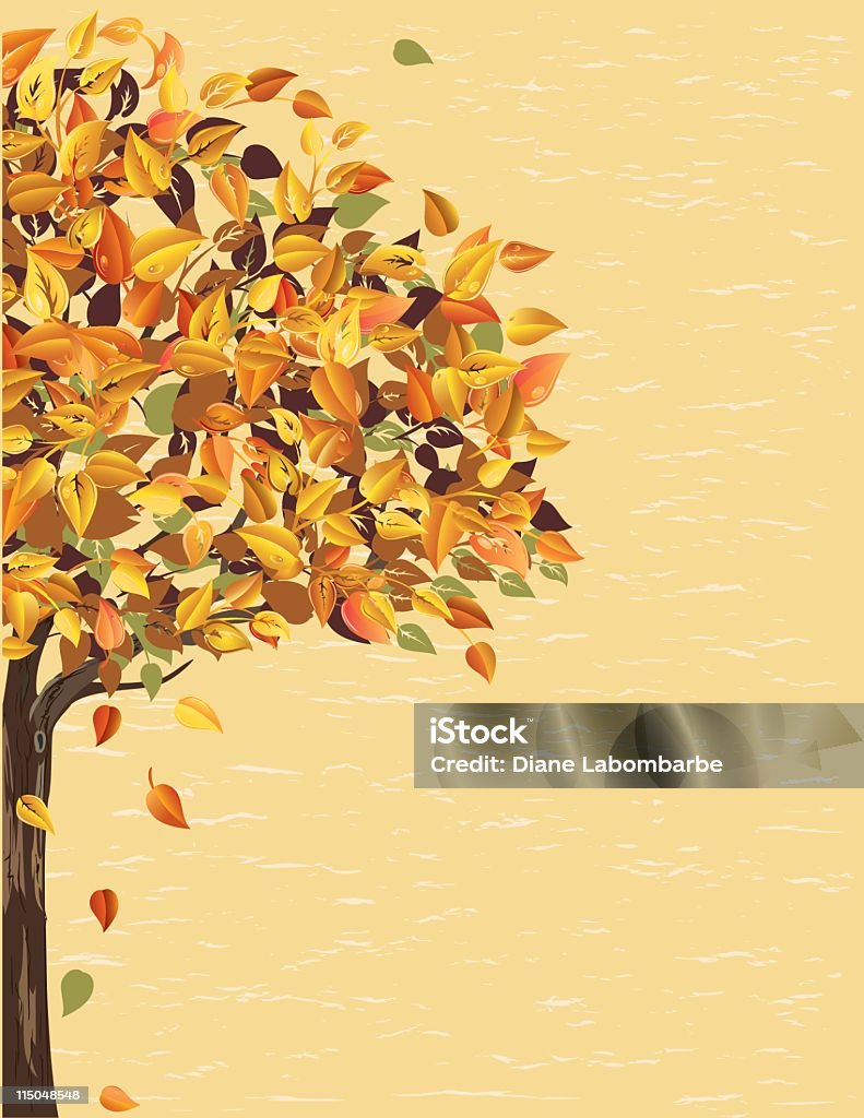 Fall Half Tree Half Fall Tree On A Textured Background Stock Illustration - Download ...