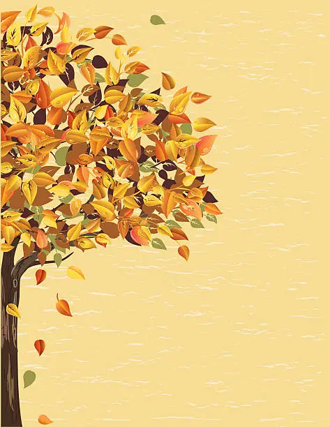 Vector illustration of Half Fall Tree on a Textured Background