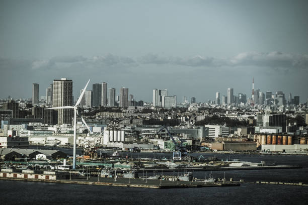 istock Yokohama skyline visible from the Tower (monochrome) 1150485981