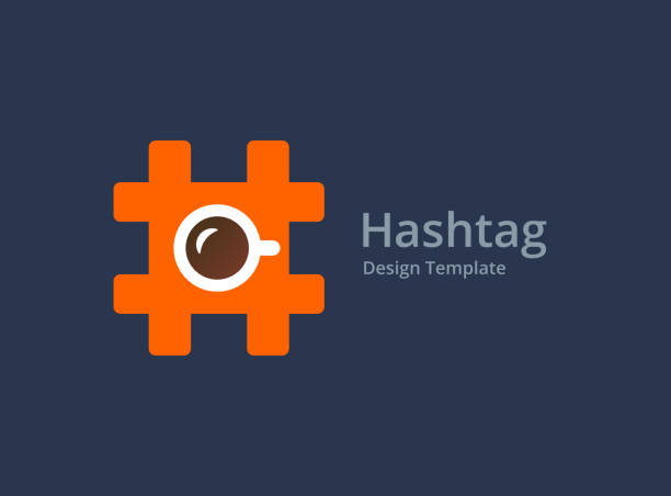 ilustraciones, imágenes clip art, dibujos animados e iconos de stock de símbolo de hashtag con diseño de icono de logotipo de café - hashtag