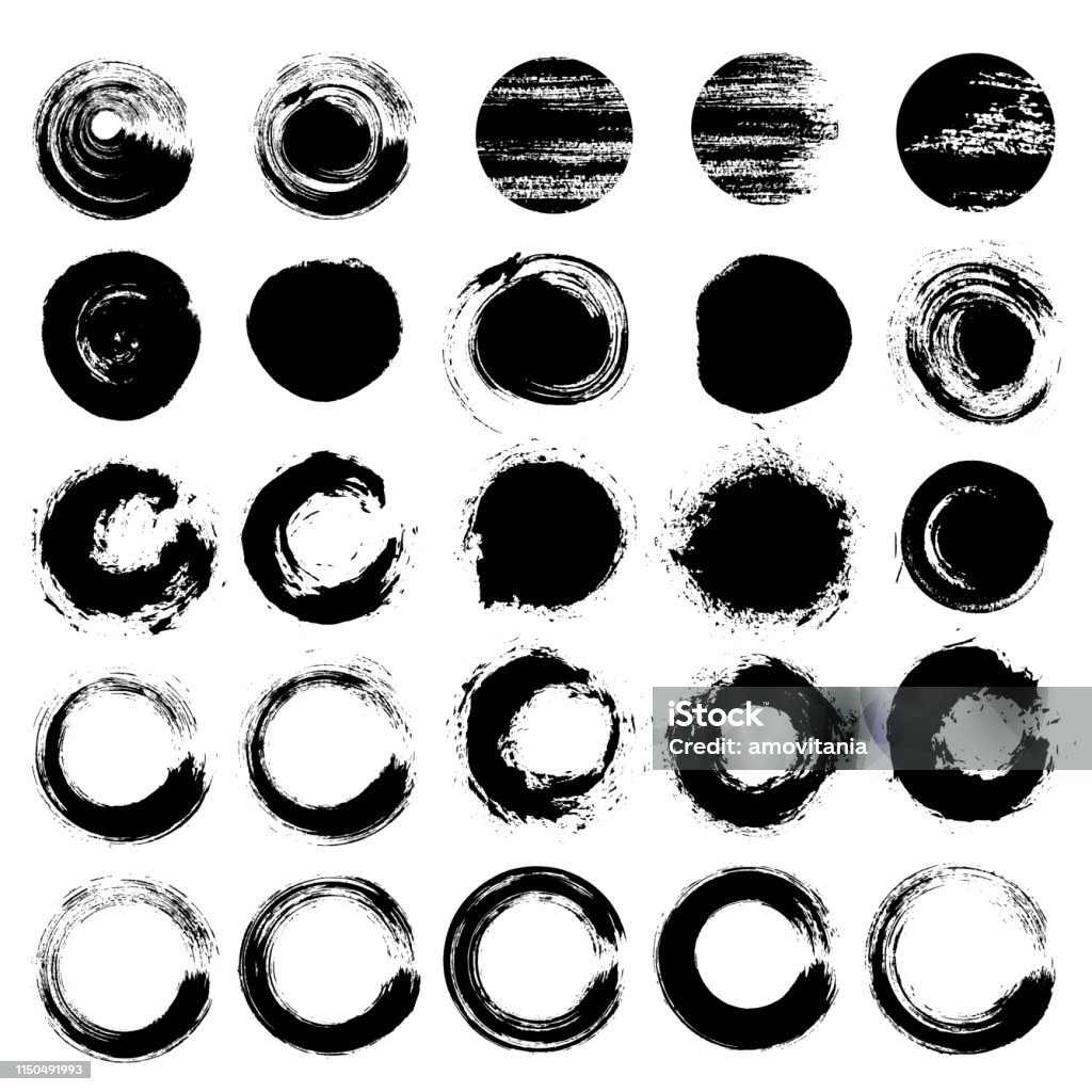 Cercles Zen grunge coups de pinceau tours - clipart vectoriel de Cercle libre de droits
