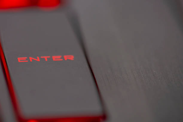 Closeup of enter key or red enter button