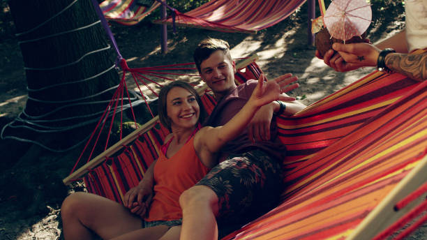 istock Romantic date on the hammock. Summer relaxation 1150492372