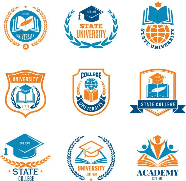 Vector illustration of University badges. School business identity quality emblem college vector logo