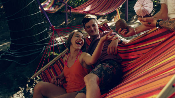 istock Romantic date on the hammock. Summer relaxation 1150493532