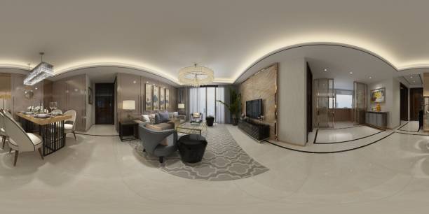 istock 360 Degrees Modern Living and Dining Room. 3D Render. 1150497348