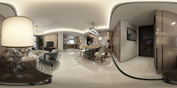 istock 360 Degrees Modern Living and Dining Room. 3D Render. 1150497375