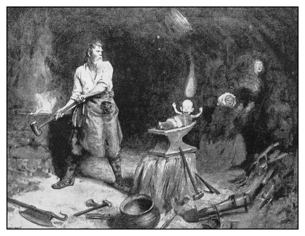 Antique illustration: The test of the changeling
