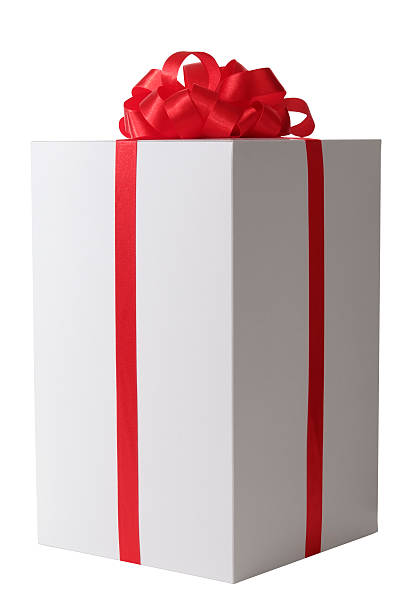 istock White blank gift box tied with a red ribbon bow 115050135