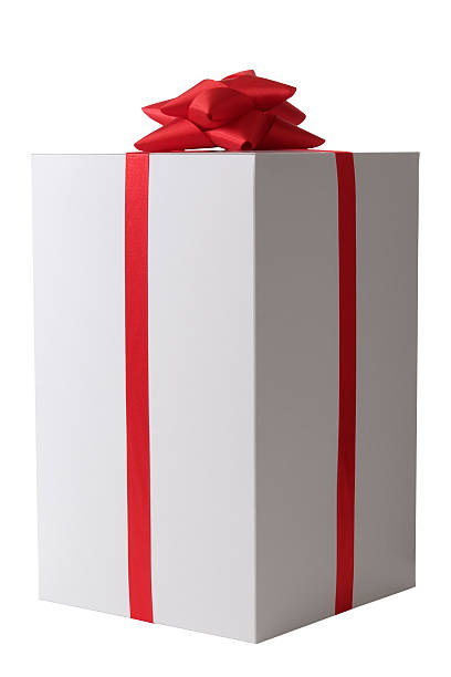 istock White blank gift box tied with a red ribbon bow 115050137