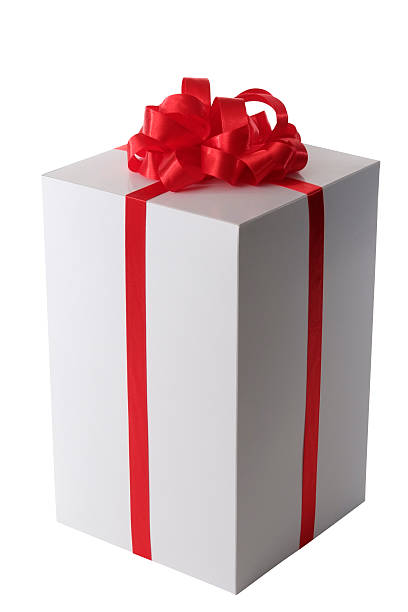 istock White blank gift box tied with a red ribbon bow 115050167