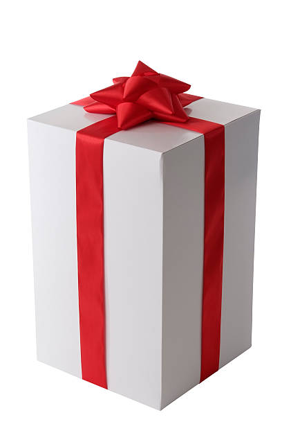 istock White blank gift box tied with a red ribbon bow 115050168