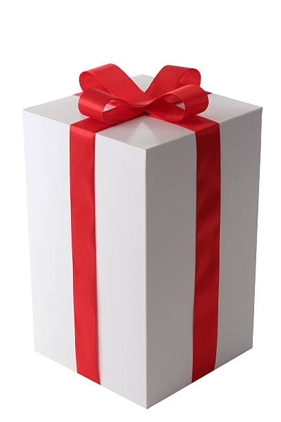 istock White blank gift box tied with a red ribbon bow 115050179