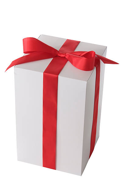 istock White blank gift box tied with a red ribbon bow 115050180