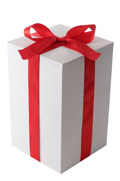 istock White blank gift box tied with a red ribbon bow 115050185