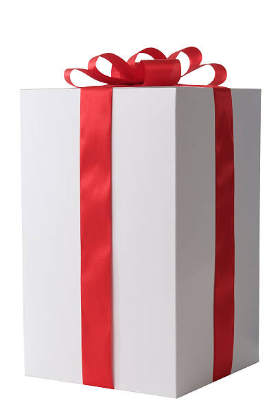 istock White blank gift box tied with a red ribbon bow 115050209