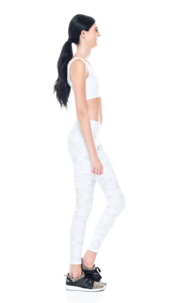 istock Beautiful tall fit looking female in athletic clothes -hands by side 1150502383