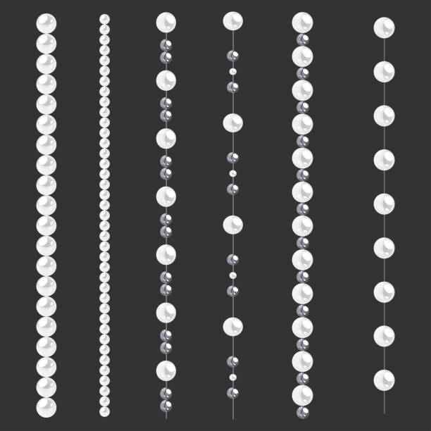 ilustrações de stock, clip art, desenhos animados e ícones de set of pearl borders isolated on gray background. vector dividers for decoration, wedding invitation or greeting cards, banners. - gem fashion jewelry bead