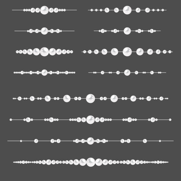 ilustrações de stock, clip art, desenhos animados e ícones de set of pearl borders isolated on gray background. vector dividers for decoration, wedding invitation or greeting cards, banners. - vector love jewelry pearl