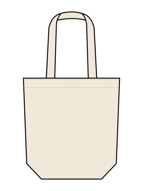 Tote Bag Vector for Template Cream Color shopping bag illustrations stock illustrations